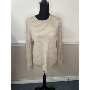 Kim Rogers Beige Ribbed Crewneck Sweater Size Large